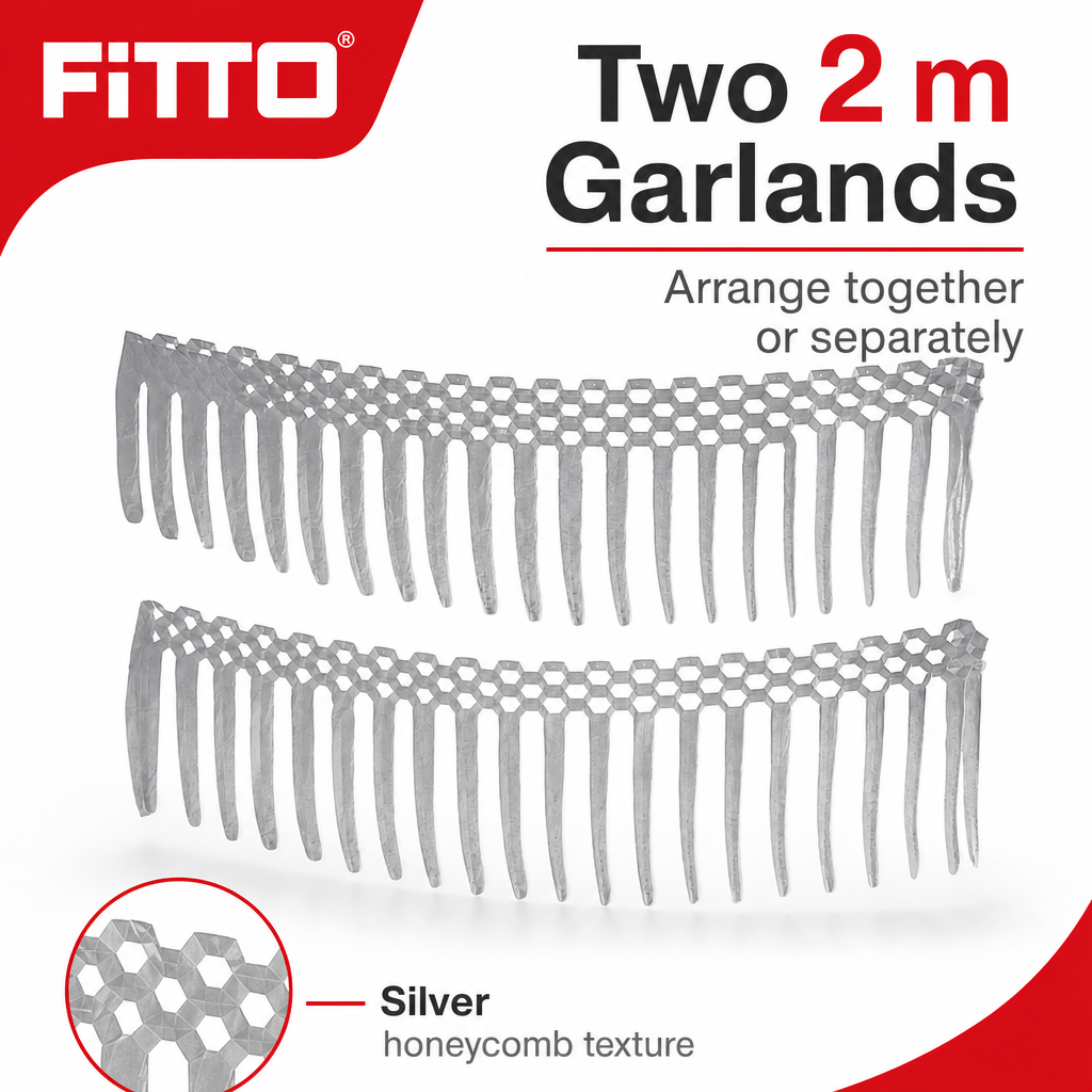 144 Pieces Silver Honeycomb Garland, 2 m, 2 Pieces for Party Decorations