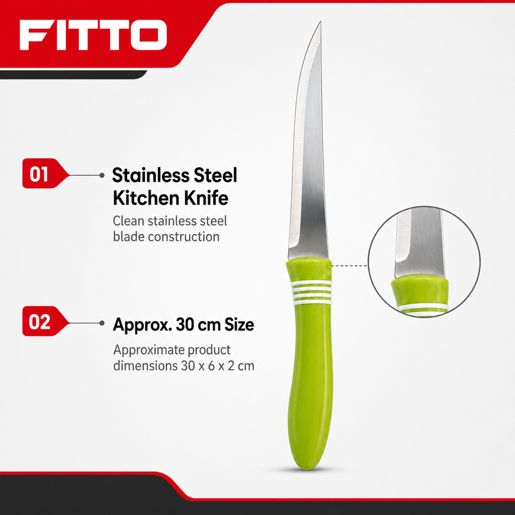 96 Pieces Stainless Steel Kitchen Knives with Green Handle, 30 cm