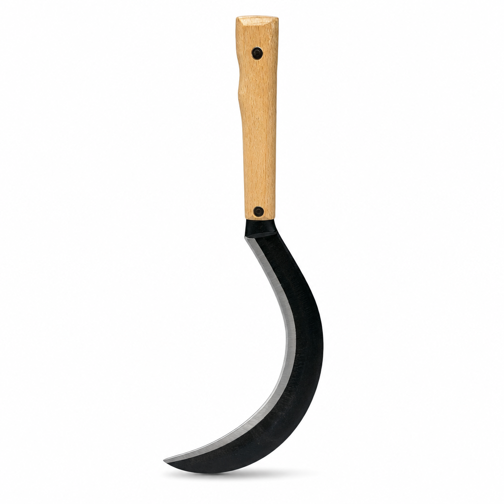 96 Pieces Curved Garden Sickle with Wooden Handle, 35 cm, Black and Wood, 1 Piece