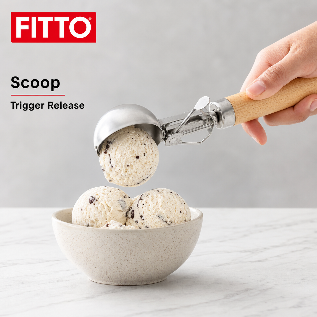 120 Pieces Ice Cream Scoops, Stainless Steel Trigger Scoop with Wooden Handle, Silver, 1 Piece