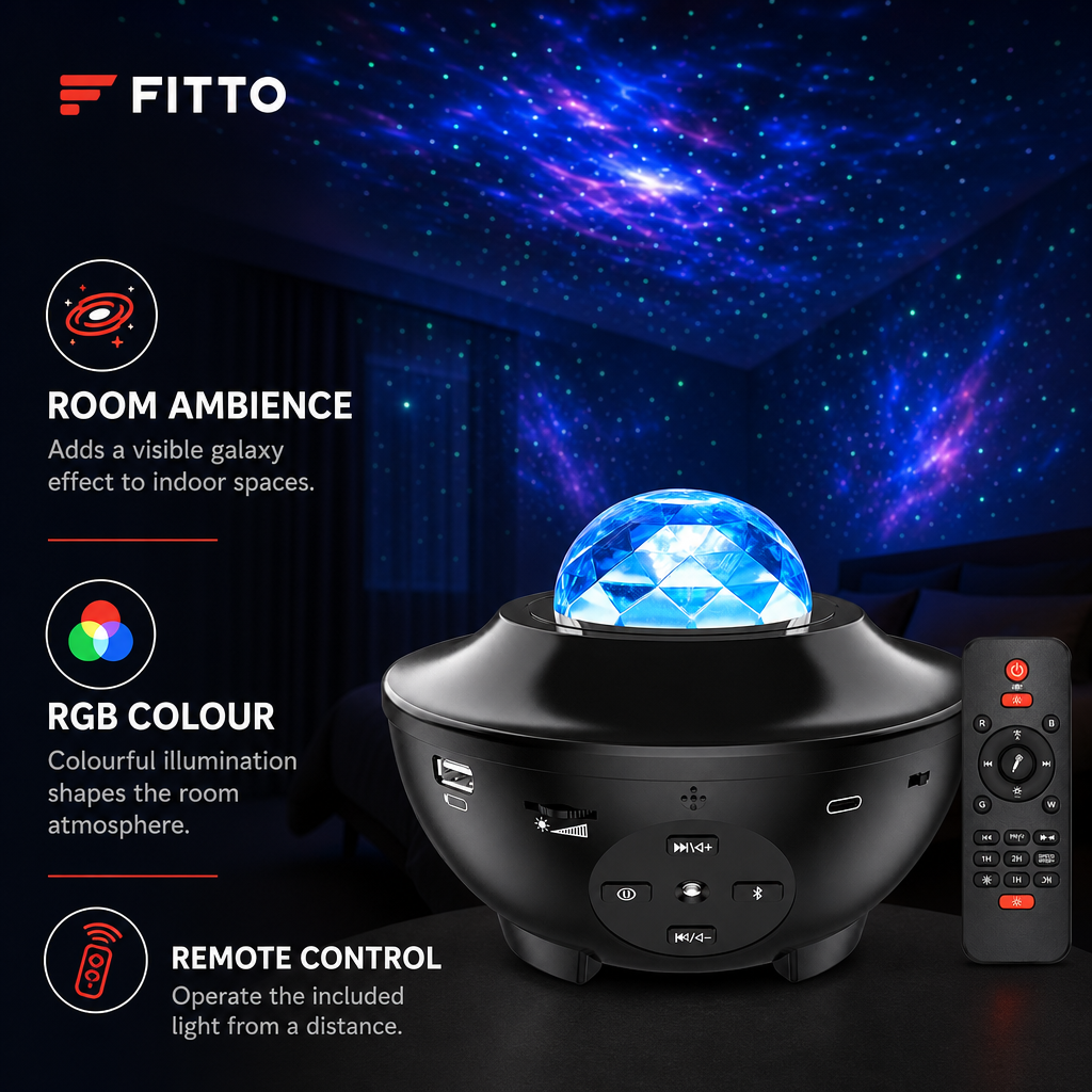 72 Pieces Galaxy Star Projector with Remote Control, RGB Lighting, Black, 1 Unit