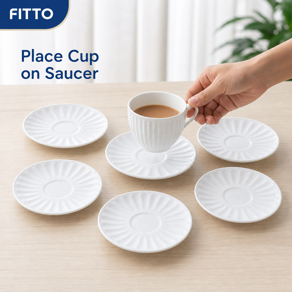 96 Pieces Opal Glass Saucer, 5.5 Inch, White, 6-Piece Pack
