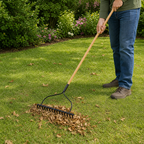 96 Pieces Steel Bow Garden Rake, 148 cm, Black Head with Wooden Handle, 1 Piece