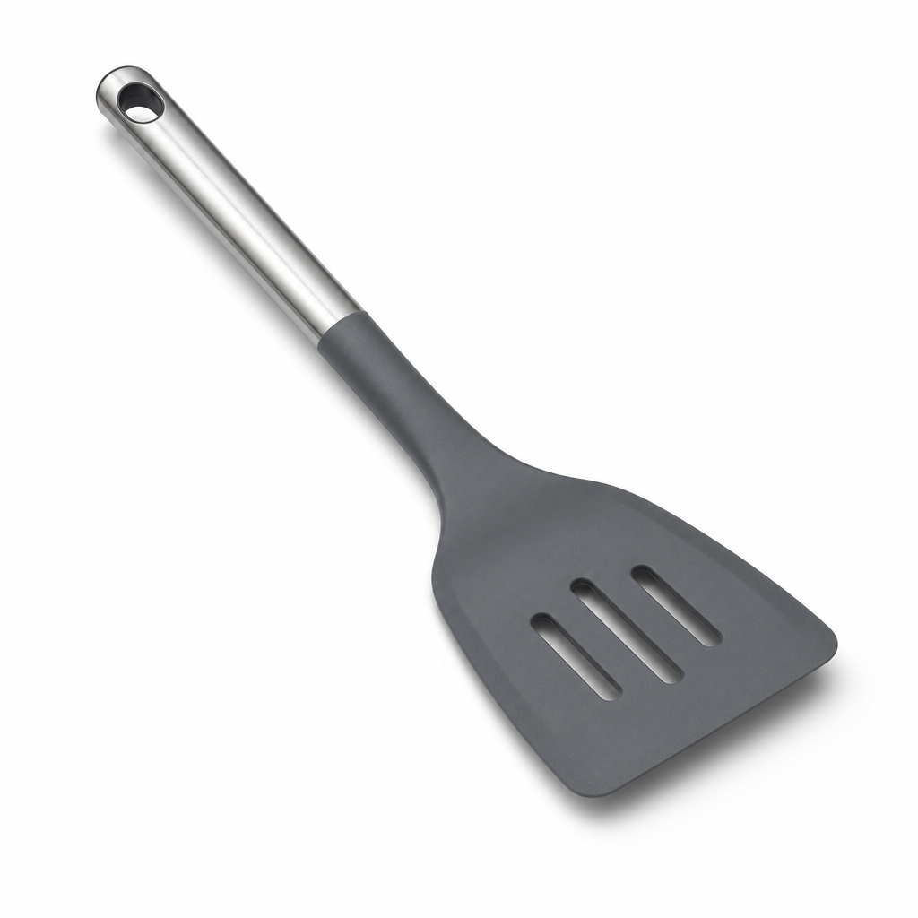 96 Pieces Nylon Slotted Turner, 33 cm Dark Gray Kitchen Spatula