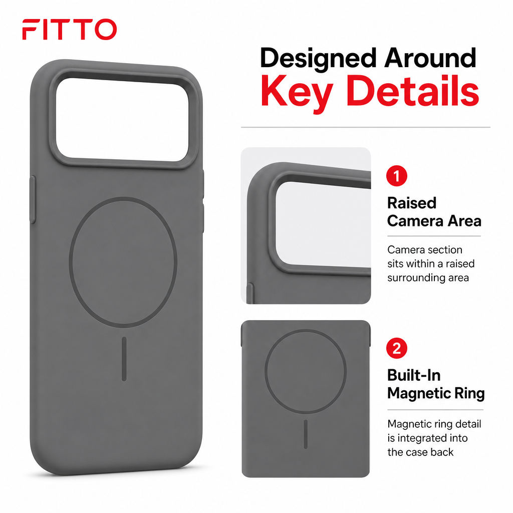 120 Pieces Silicone Magnetic Phone Cases with Raised Camera Protection for iPhone 17 Pro Max, Gray