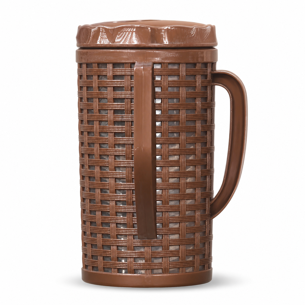 120 Pieces Brown Woven-Pattern Water Jugs with Handle, 1 L Reusable Drinkware, 1 Piece