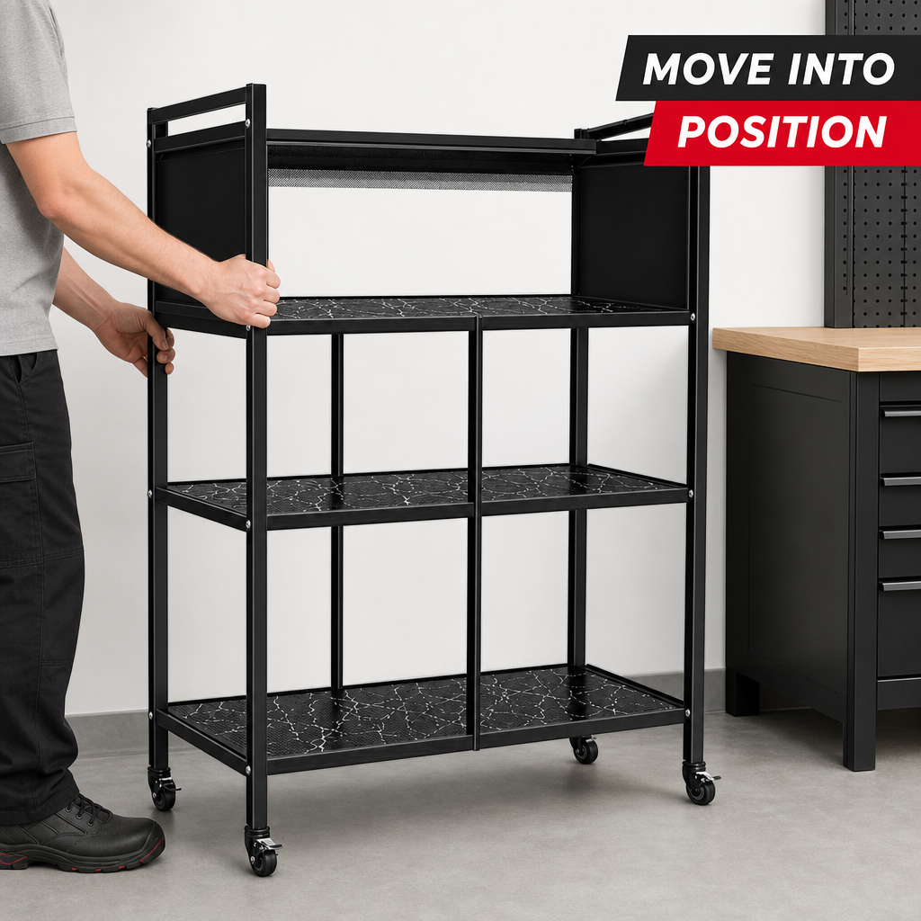 48 Pieces Black Multi-Tier Storage Shelf with Caster Wheels, 1 Piece