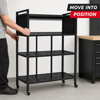 48 Pieces Black Multi-Tier Storage Shelf with Caster Wheels, 1 Piece