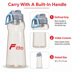 96 Pieces Clear Plastic Water Bottle with Blue Built-In Carry Handle, Sports Hydration Bottle, 32 cm Tall