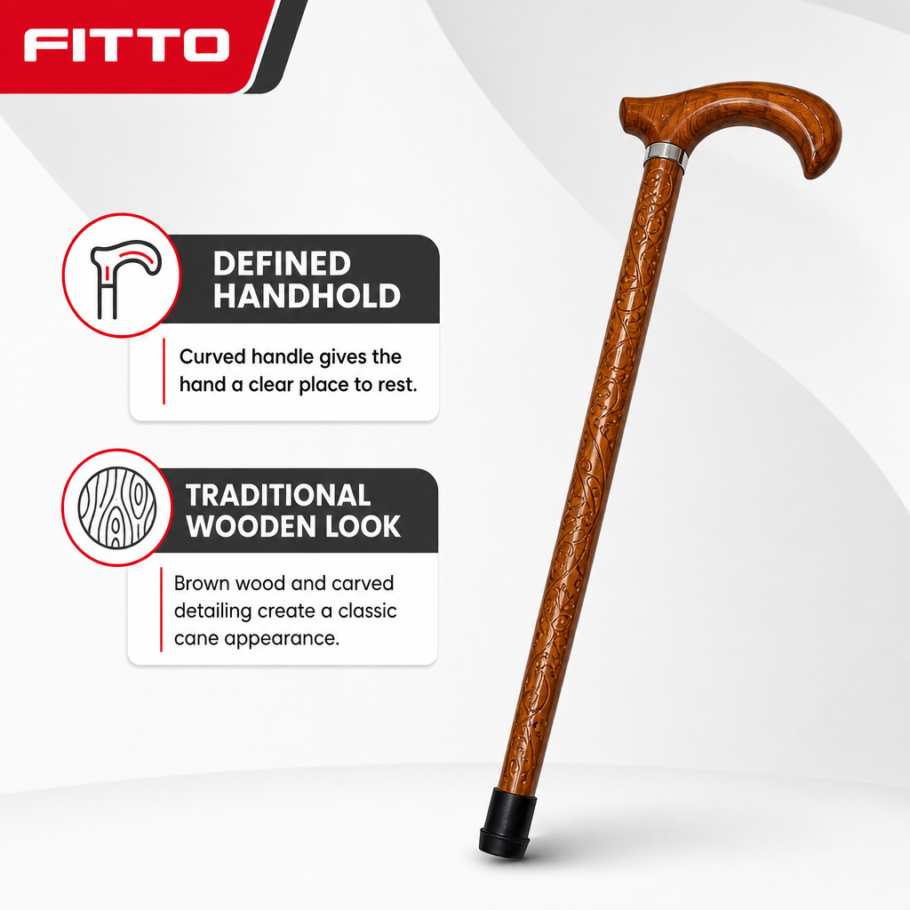 96 Pieces Wooden Walking Canes with Curved Handle, Brown, 96 cm