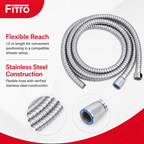96 Pieces Flexible Stainless Steel Shower Hose, 1.5 m, Silver, 1 Piece