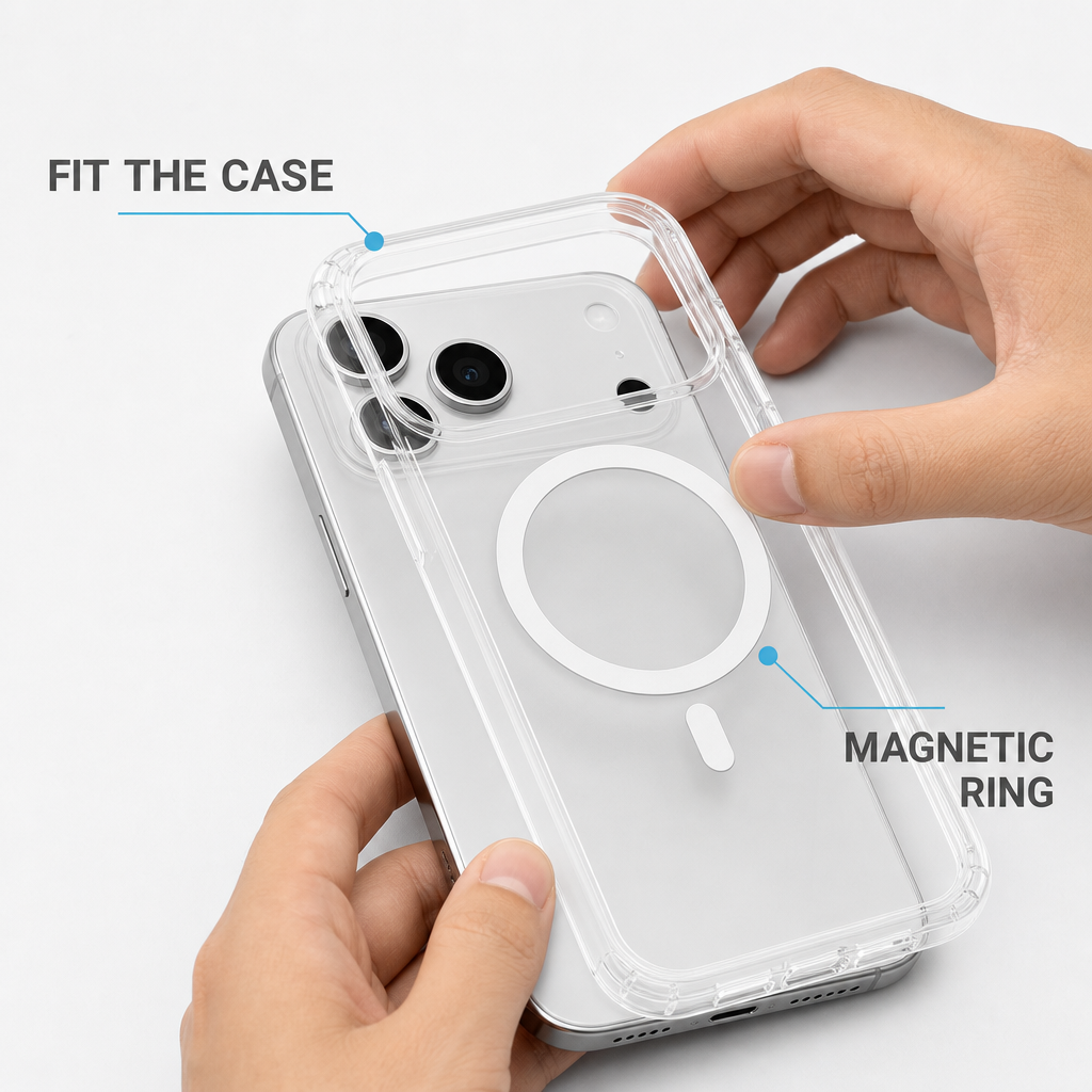96 Pieces Phone Cases for 17 Pro Max with Magnetic Ring, Clear Finish, Wireless Charging Support and Raised Camera Protection