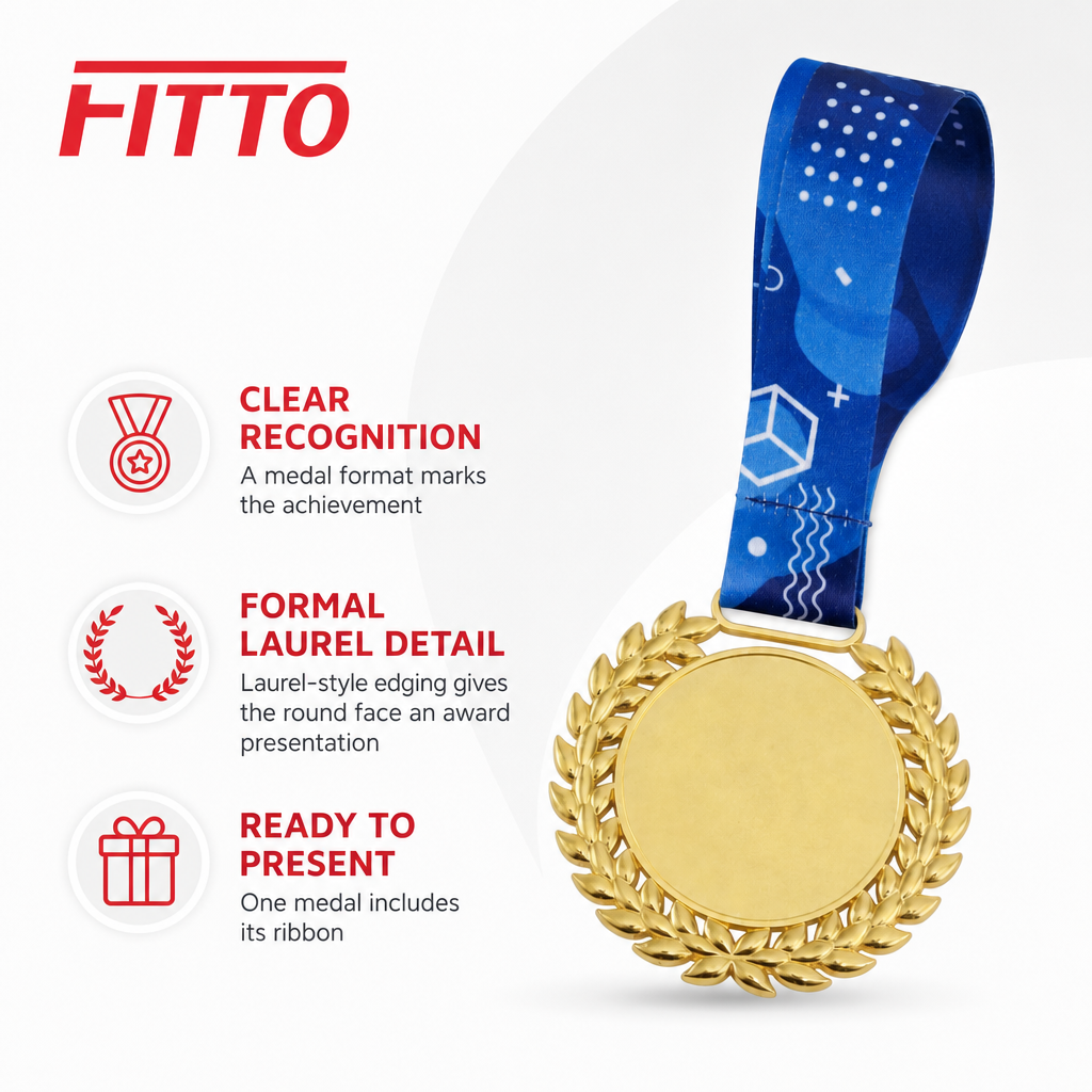 144 Pieces Laurel Sports Medal with Ribbon, 4 cm
