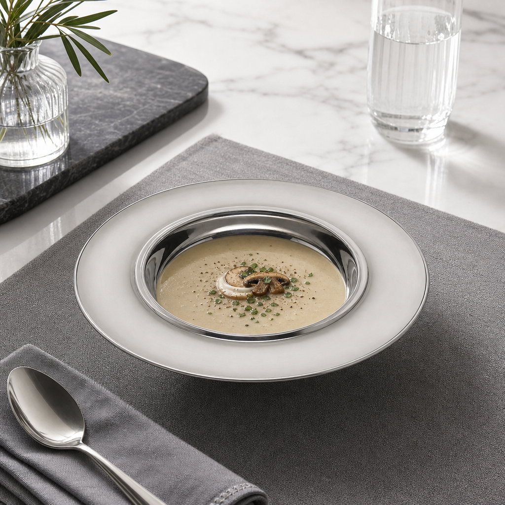 96 Pieces Stainless Steel Soup Plate, Round Deep Tablewares Dish, 20 cm