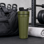 96 Pieces Stainless Steel Shaker Bottle with Mixer, 1000ml, Olive Green