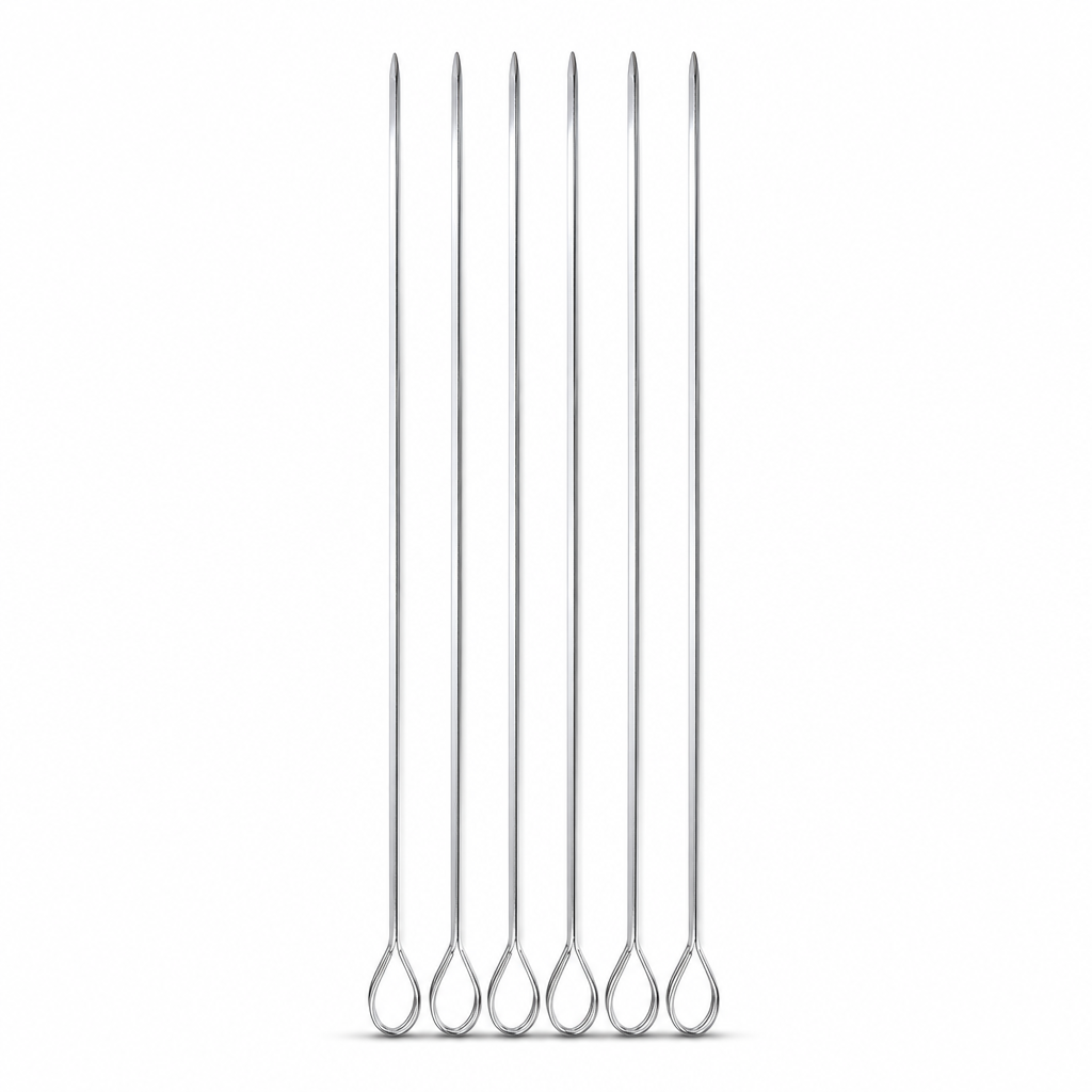 96 Pieces Stainless Steel Barbecue Skewer Set, 6 Pieces, 75 cm