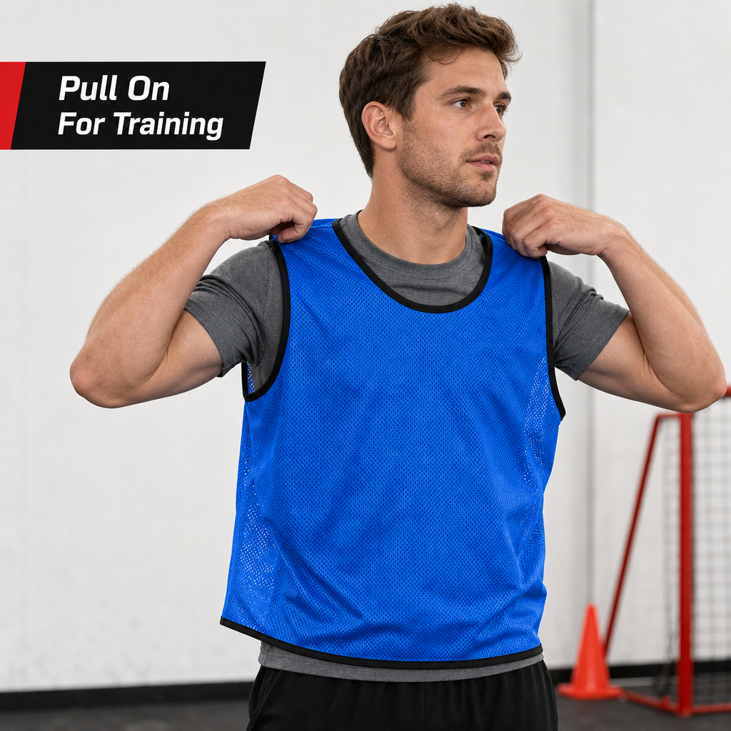 48 Pieces Mesh Sports Training Bib Vests, Standard Size, Blue, 12-Piece Pack