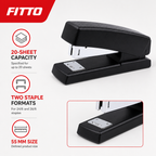 120 Pieces Black Heavy-Duty Staplers, 55 mm, 20-Sheet Capacity, Compatible with 24/6 and 26/6 Staples, 1 Piece