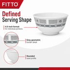 120 Pieces Melamine Rice Bowl, 4.5 Inch, Grey, Geometric Border