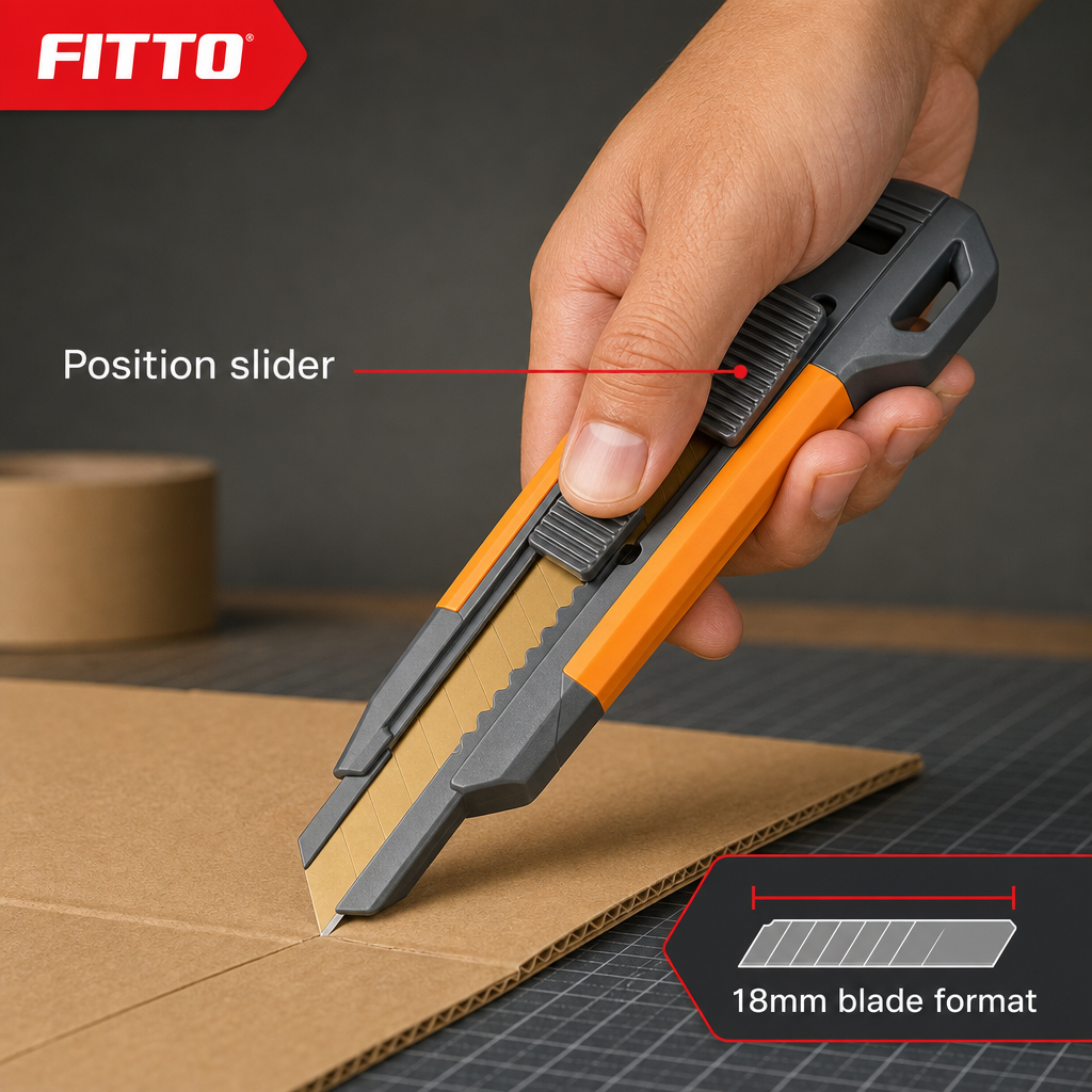 96 Pieces Utility Cutter with Titanium Blade, 18mm, Grey and Orange