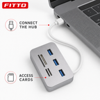 96 Pieces USB 3.0/3.1 Hub with Card Reader and 30cm Cable for Computer Peripherals