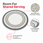 60 Pieces Round Woven Serving Trays, 60 cm, White with Floral Pattern