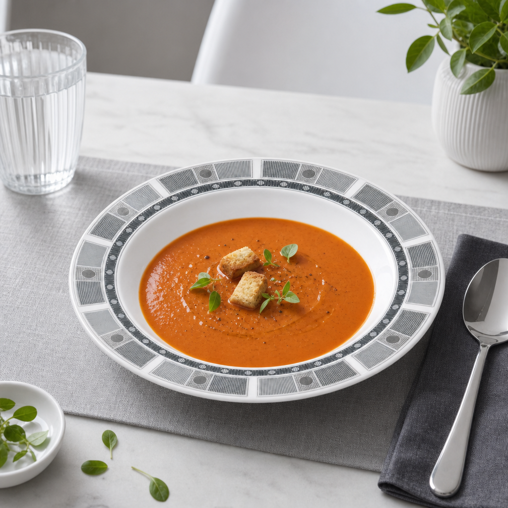 144 Pieces Soup Plate, 6 Inch, Grey With Geometric Border, Round Tablewares For Serving