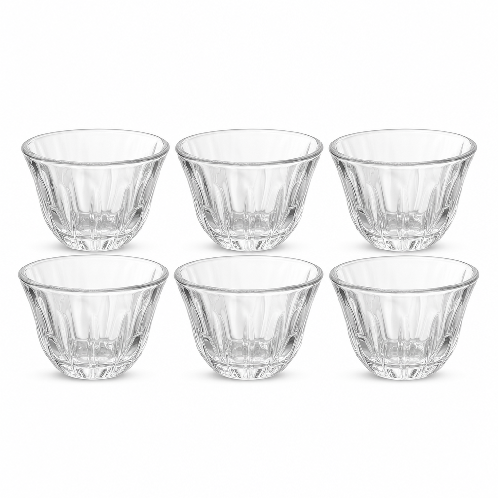 96 Pieces Clear Glass Cawa Cups with Fluted Base, 6 Pieces