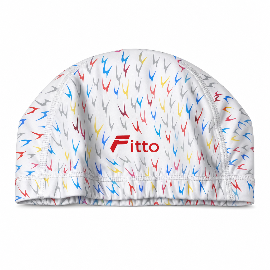 96 Pieces Swimming Cap for Adults, White Printed Design, Single Piece