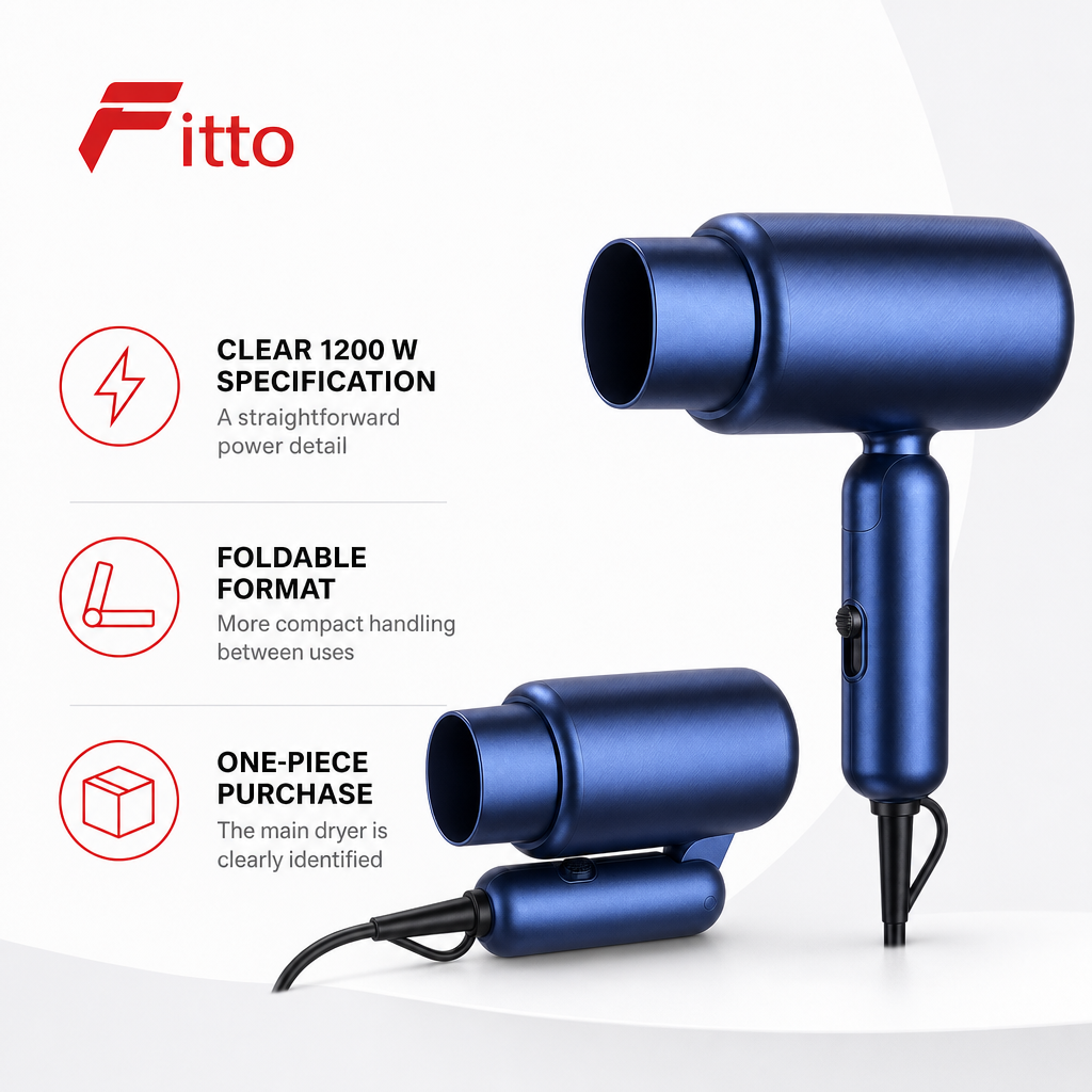 96 Pieces Blue 1200 W Foldable Hair Dryers, 1 Piece