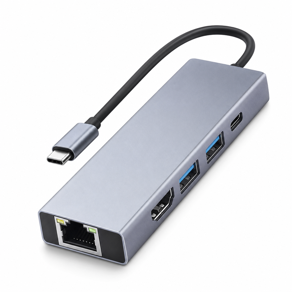 96 Pieces USB-C to HDTV 5-in-1 Hub with LAN, USB 3.0 and PD, 4K HDTV Display Adapter