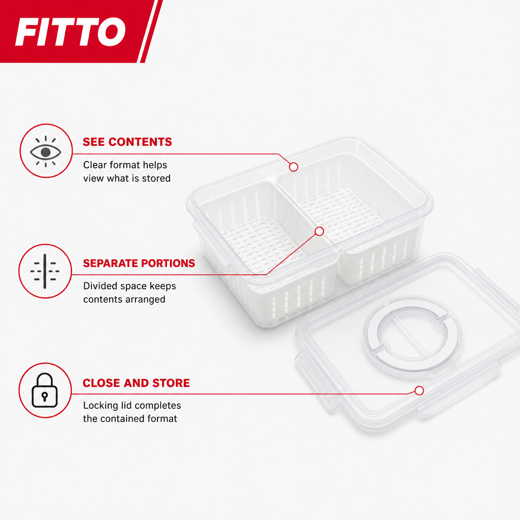 96 Pieces Clear 8-Compartment Food Storage Box with Locking Lid, 29 × 21 × 7 cm