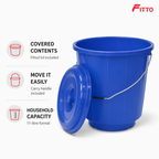96 Pieces Plastic Bucket with Lid and Carry Handle, 11 Litre, Blue