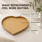 72 Pieces Heart-Shaped Bamboo Serving Trays, Woven Raised Rim, 40 cm