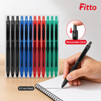 72 Pieces Gel Pens 0.7mm, Retractable Fine Point, 12 Pieces, Assorted Barrel Colours