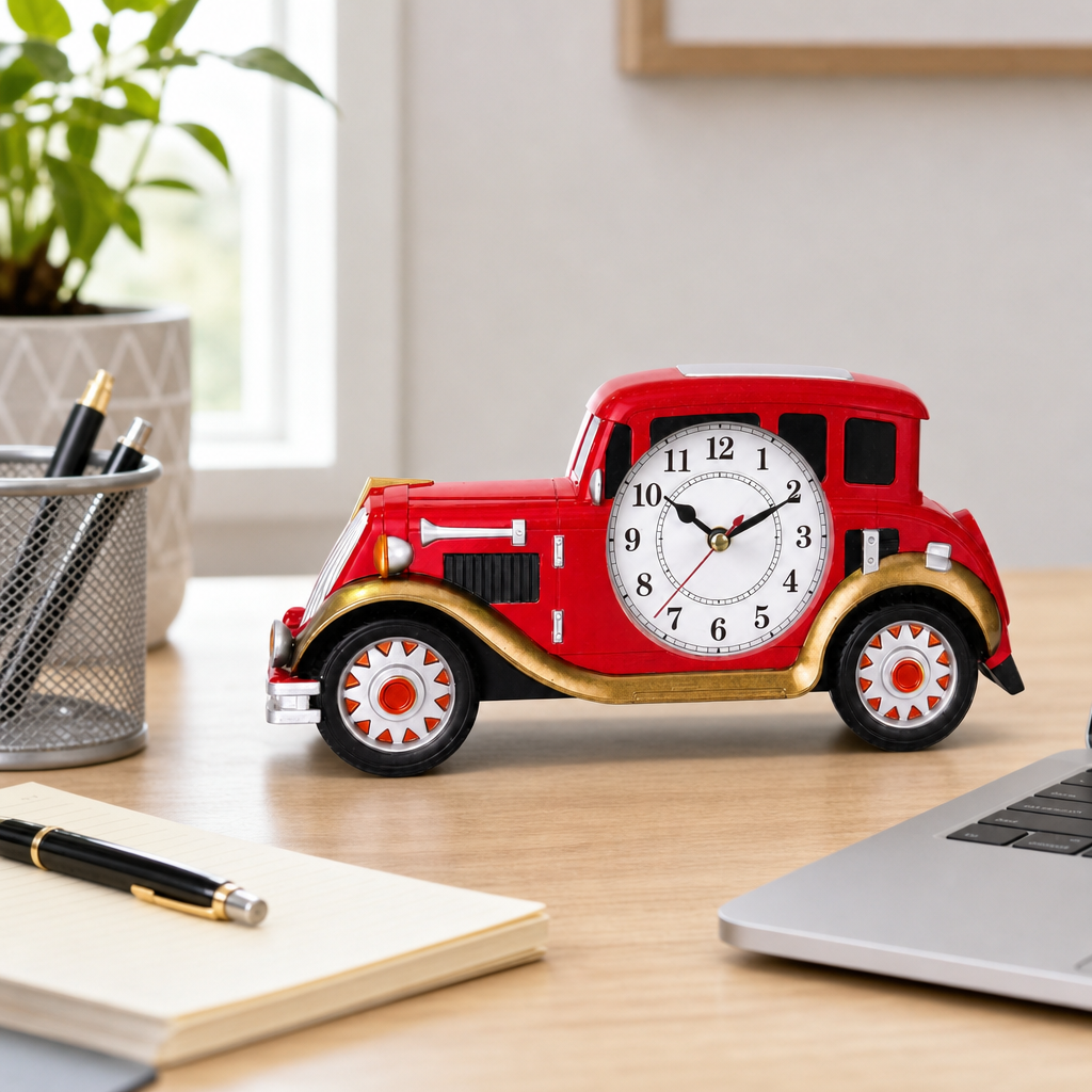 96 Pieces Red Car-Shaped Analogue Alarm Clocks, 1 Piece, Tabletop Decorative Clock