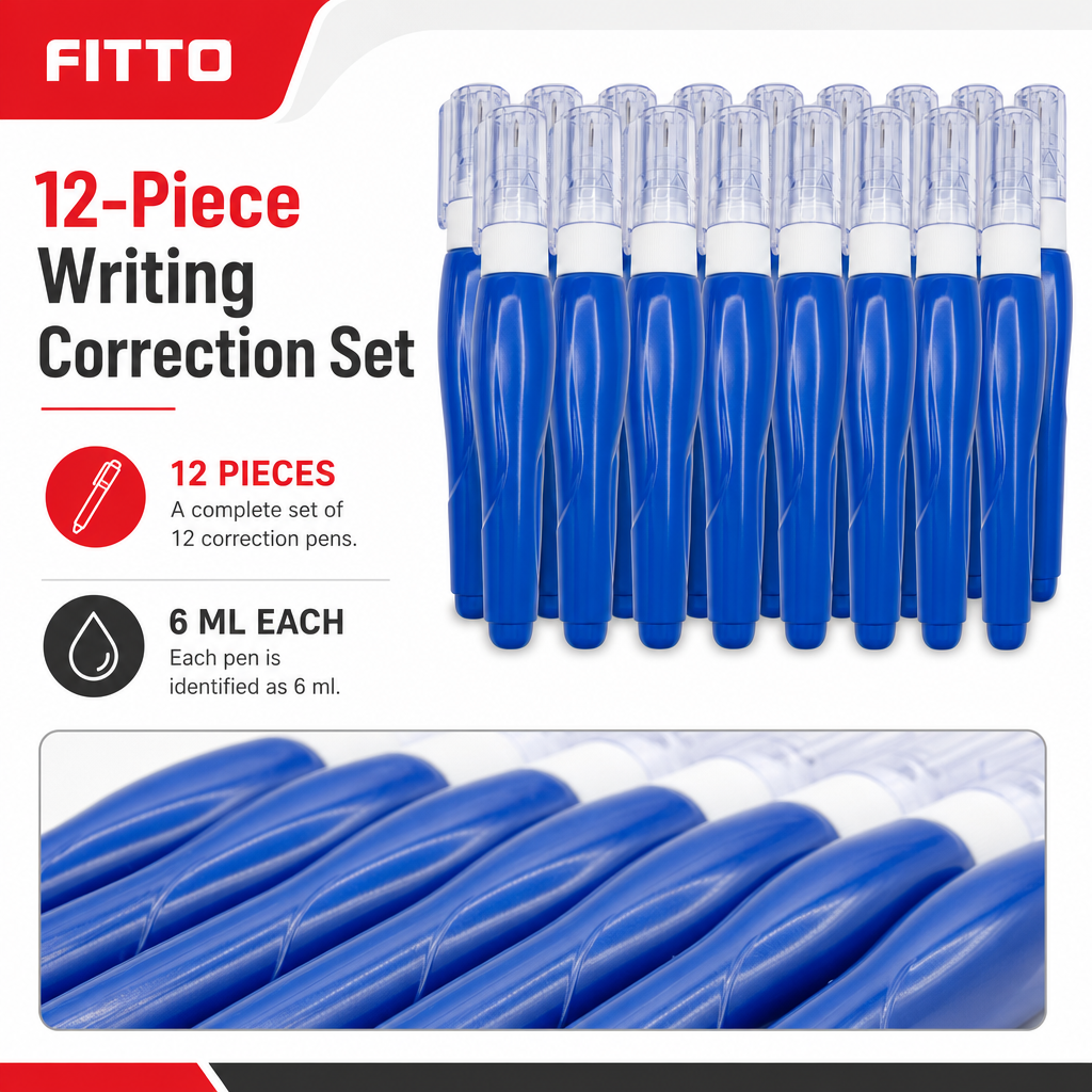 96 Pieces Correction Pens, 6 ml, 12 Pieces, Blue Bodies, Writing Error Cover-Up Supply