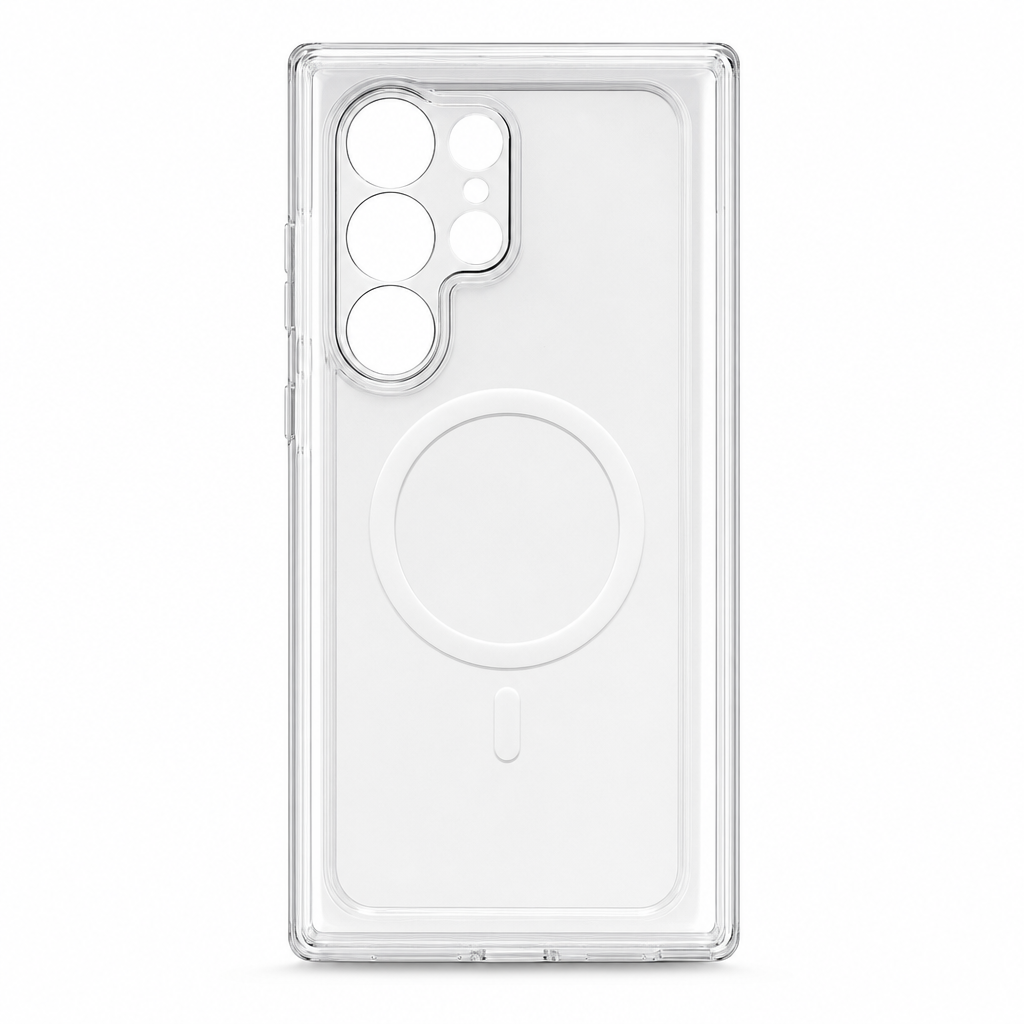 96 Pieces Crystal Clear Magnetic Phone Cases with Ring for Wireless Charging and Raised Camera Protection