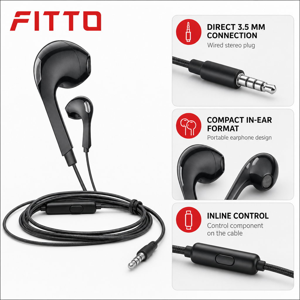 240 Pieces Wired Earphoneses, 3.5mm Stereo In-Ear Headphones with Inline Control, Black, 1 Piece