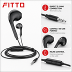 240 Pieces Wired Earphoneses, 3.5mm Stereo In-Ear Headphones with Inline Control, Black, 1 Piece