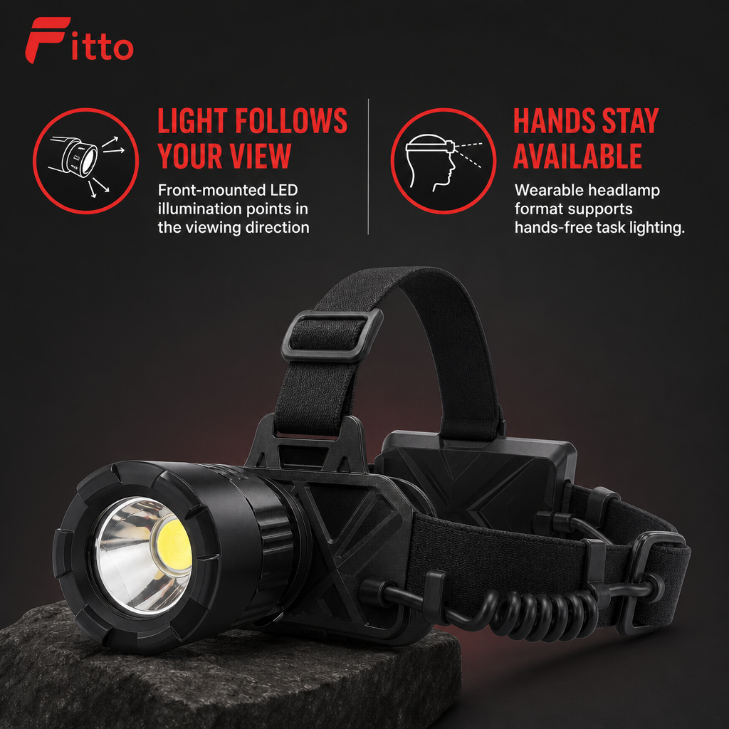 72 Pieces Rechargeable LED Headlamp, 35W High-Brightness Light with Adjustable Head Strap, Black