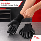 96 Pieces Coated Work Gloveses, 24 cm, Black, 1 Pair