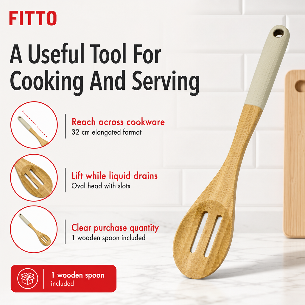 96 Pieces Wooden Slotted Spoon, 32 cm Natural Wood Cooking Utensils for Stirring and Serving