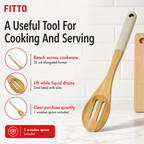 96 Pieces Wooden Slotted Spoon, 32 cm Natural Wood Cooking Utensils for Stirring and Serving