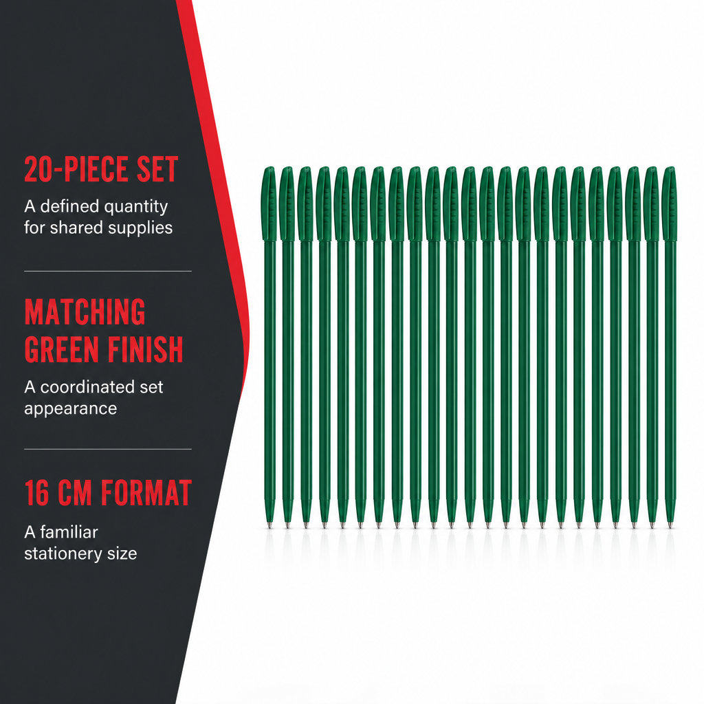 96 Pieces Ballpoint Pens, Green, 20 Pieces, Office and School Writing Supplies