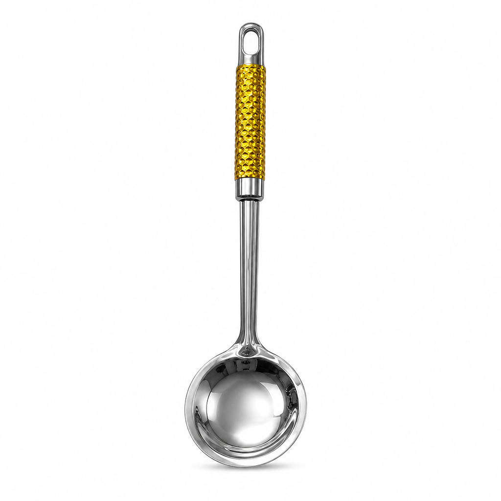 120 Pieces Stainless Steel Serving Spoon with Gold Handle, 35 x 10 cm, 1 Piece