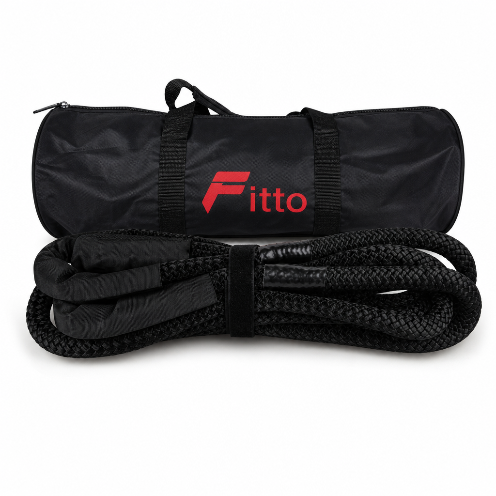 48 Pieces Kinetic Vehicle Recovery Tow Rope, 9 m, 8.2 Ton, 30% Elasticity, Black