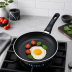 96 Pieces Non-Stick Frying Pan with Soft-Grip Handle, Black Round Cookwares for Everyday Stovetop Cooking