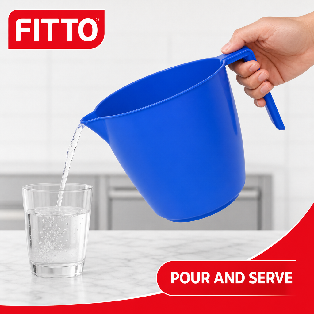 144 Pieces Plastic Pouring Mug with Handle, 2 Litre, Blue