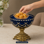 60 Pieces Decorative Pedestal Serving Bowl, Blue and Gold, 30 cm, 1 Piece